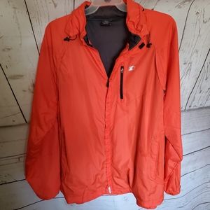 Starter men's zip front windbreaker with hideaway hood orange size 2XL